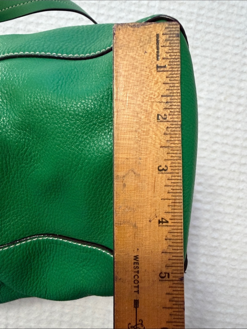 Frances Valentine Green Pebbled Leather Tote Bag with Gold-Toned Hardware - Picture 14 of 15